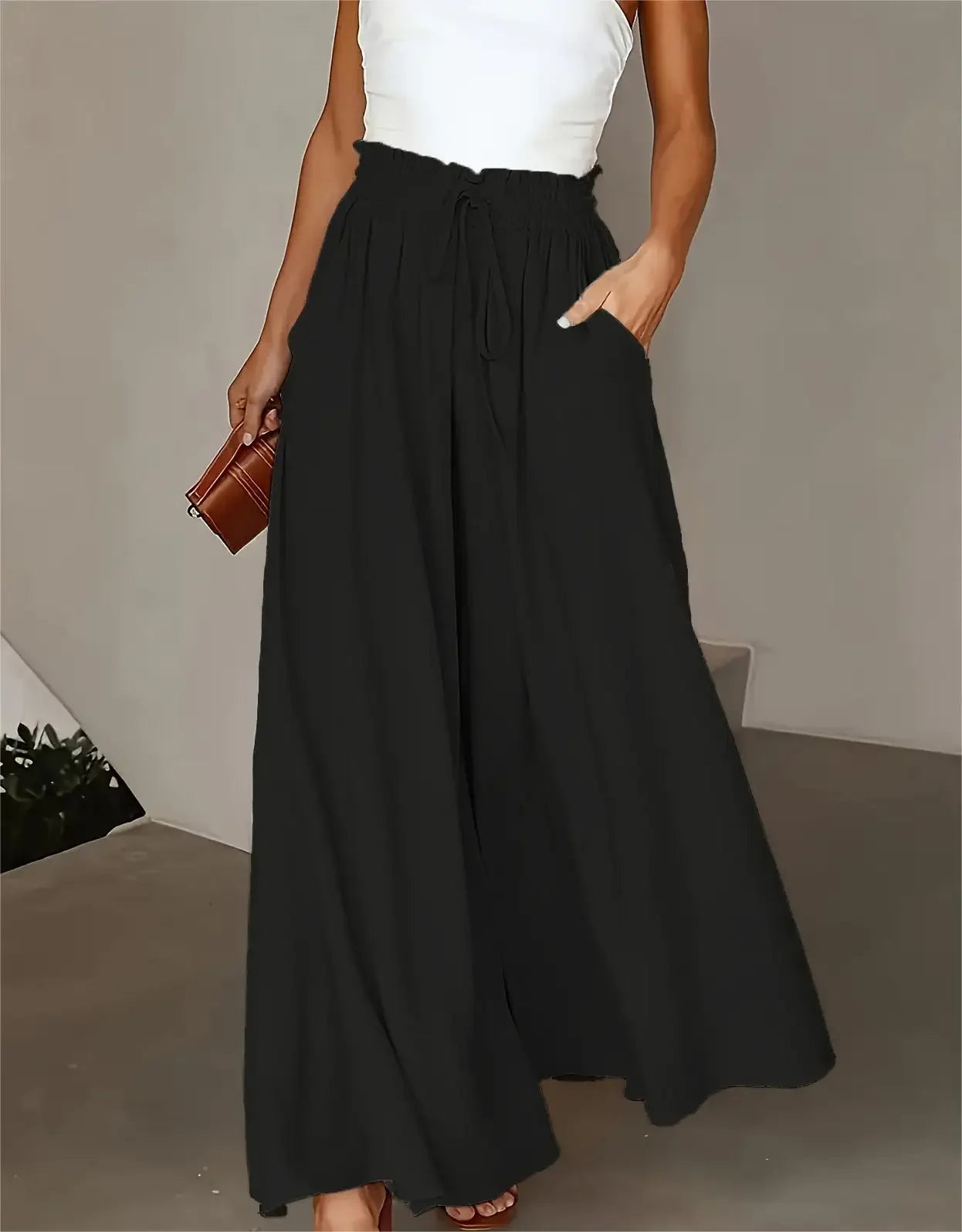 Plus Size Wide Leg Pants Comfortable Slight Stretch
