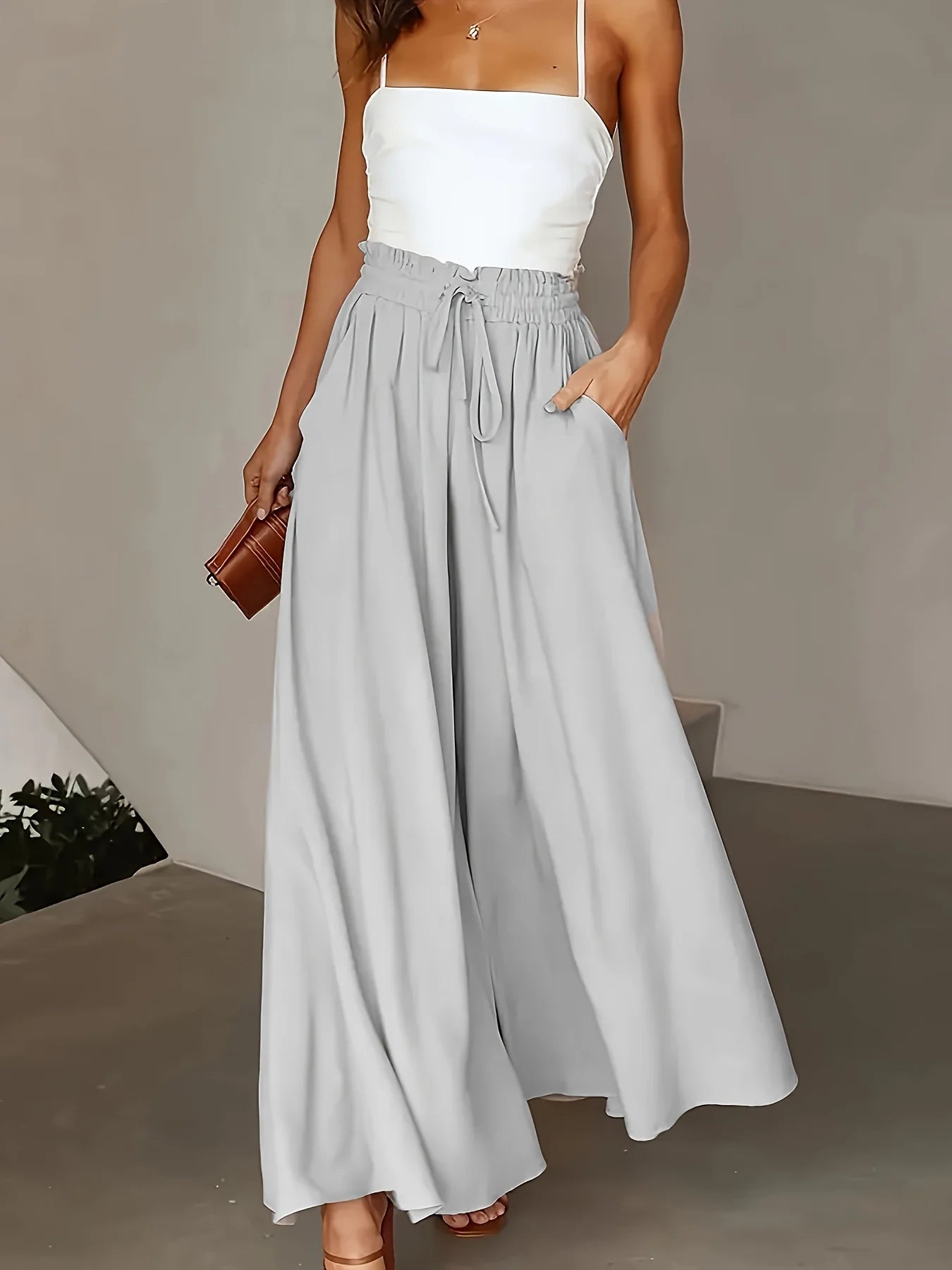Plus Size Wide Leg Pants Comfortable Slight Stretch