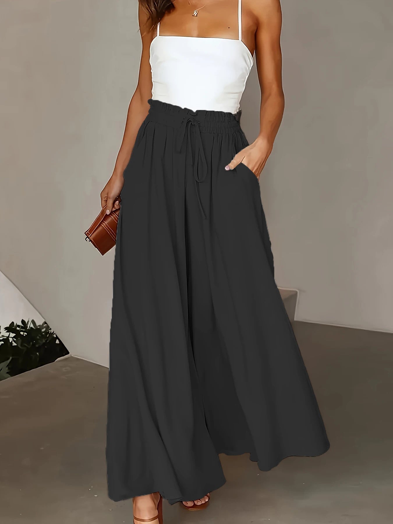Plus Size Wide Leg Pants Comfortable Slight Stretch